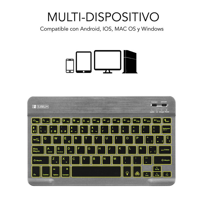 Subblim Smart Backlit BT Teclado Gris